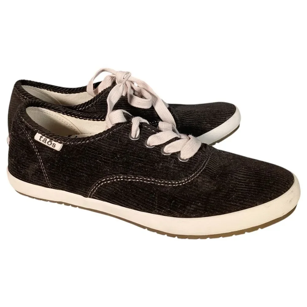 Taos Guest Star Sneakers Womens 7 Black Corduroy Lace Up Walking Shoes